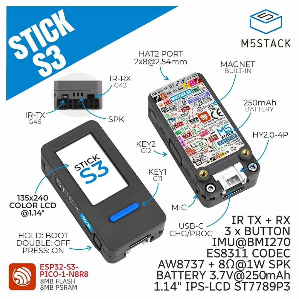 M5Stack M5StickS3 ESP32-S3 IoT - Smart Home Automation Diy recension och pris